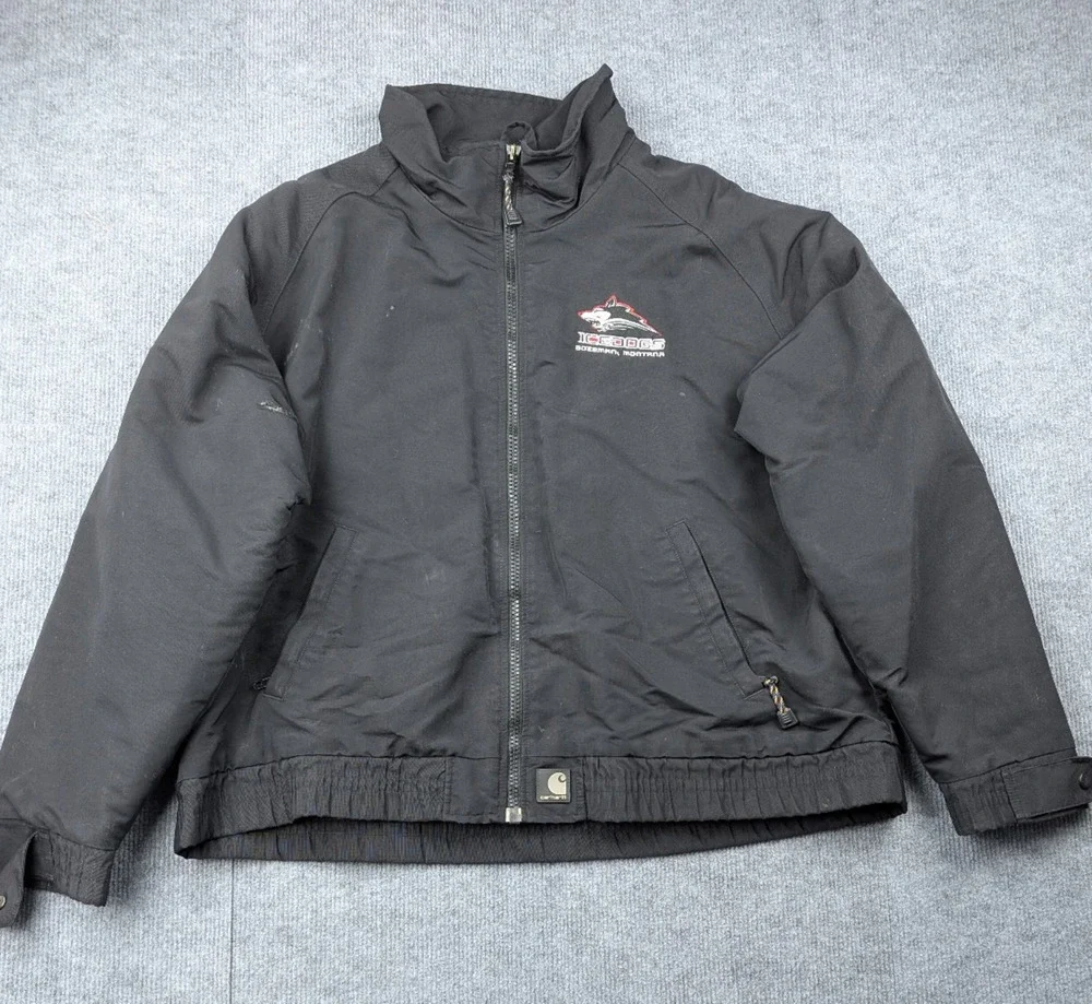 Carhartt Jacket Mens XL Black Bomber Work Wear Thrashed USA Made Vintage